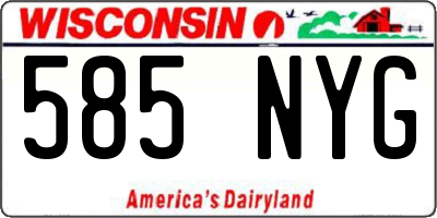 WI license plate 585NYG