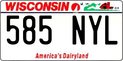 WI license plate 585NYL