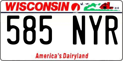 WI license plate 585NYR