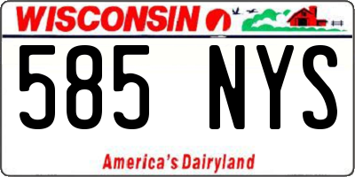 WI license plate 585NYS
