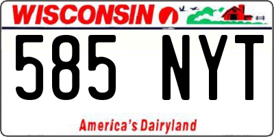 WI license plate 585NYT