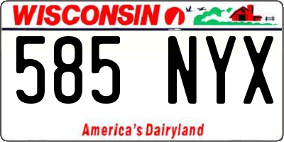 WI license plate 585NYX