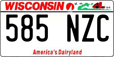 WI license plate 585NZC