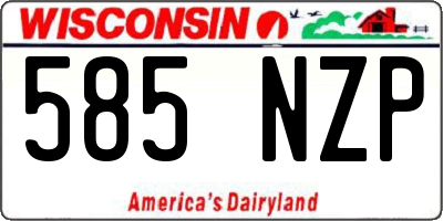 WI license plate 585NZP