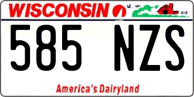 WI license plate 585NZS