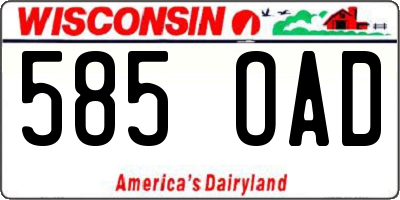 WI license plate 585OAD