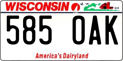 WI license plate 585OAK