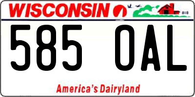 WI license plate 585OAL