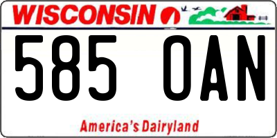 WI license plate 585OAN