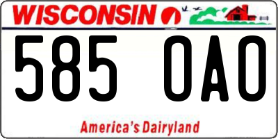 WI license plate 585OAO