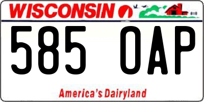 WI license plate 585OAP