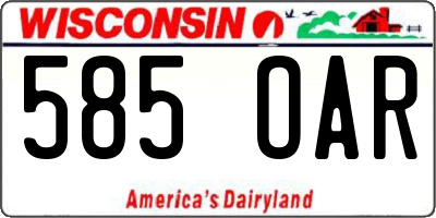 WI license plate 585OAR