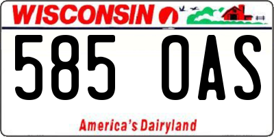 WI license plate 585OAS