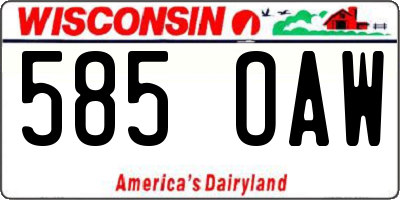 WI license plate 585OAW