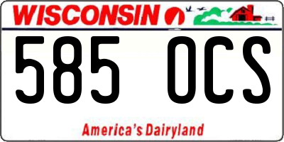WI license plate 585OCS