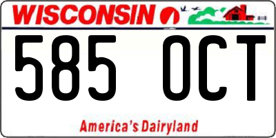 WI license plate 585OCT