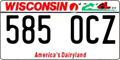 WI license plate 585OCZ