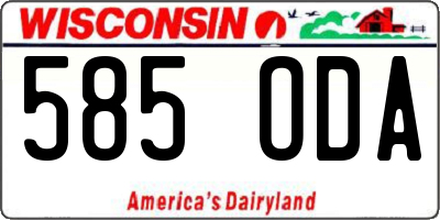 WI license plate 585ODA