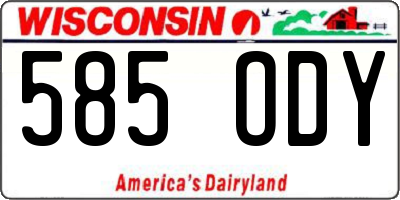WI license plate 585ODY