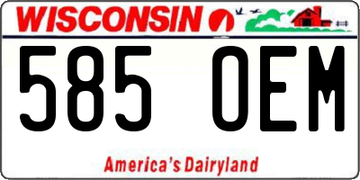 WI license plate 585OEM