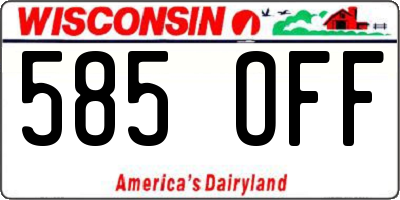 WI license plate 585OFF