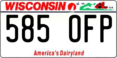WI license plate 585OFP