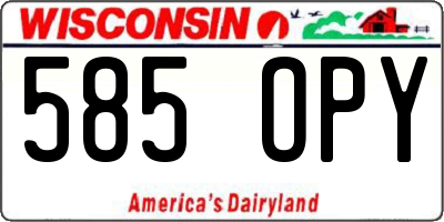 WI license plate 585OPY