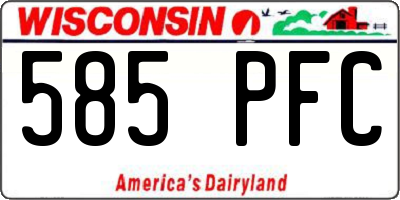 WI license plate 585PFC