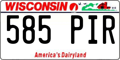 WI license plate 585PIR