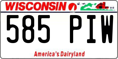 WI license plate 585PIW