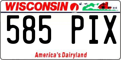 WI license plate 585PIX