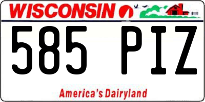 WI license plate 585PIZ
