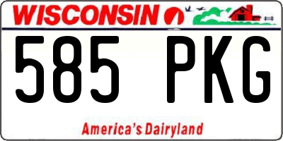 WI license plate 585PKG