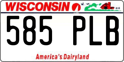WI license plate 585PLB