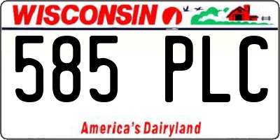 WI license plate 585PLC