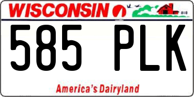 WI license plate 585PLK