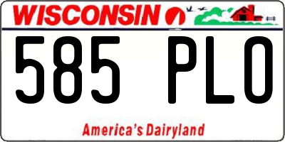 WI license plate 585PLO