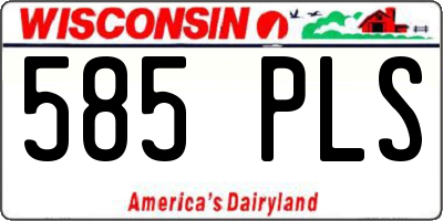 WI license plate 585PLS