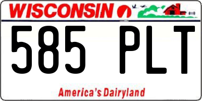 WI license plate 585PLT