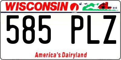 WI license plate 585PLZ