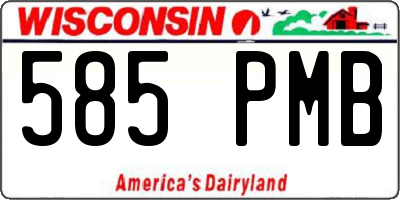 WI license plate 585PMB