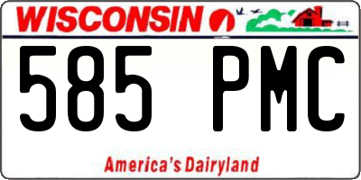 WI license plate 585PMC