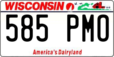 WI license plate 585PMO