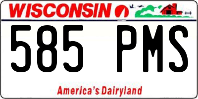 WI license plate 585PMS