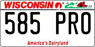 WI license plate 585PRO
