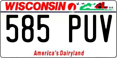 WI license plate 585PUV