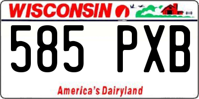 WI license plate 585PXB