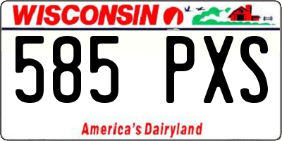 WI license plate 585PXS