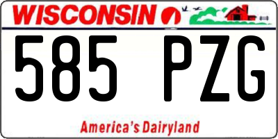 WI license plate 585PZG