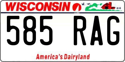 WI license plate 585RAG